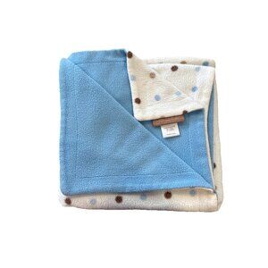Dwell Studio Target Blue White Cream Brown Polka Dot Fleece Baby Boy Blanket